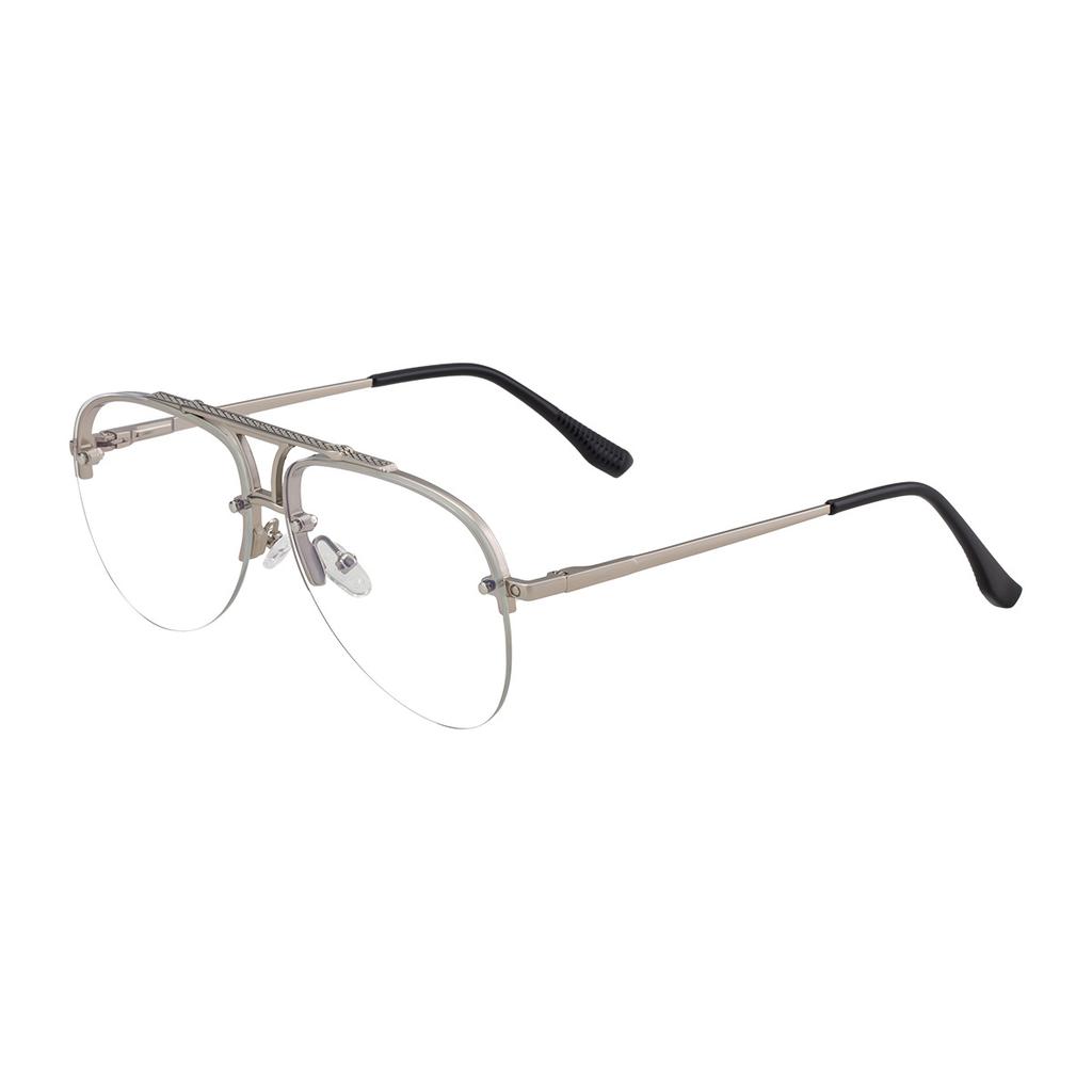 JYL TS Men's Semi-Rimless Aviator - Double-Bridge Metal Sunglasses KSL-98338