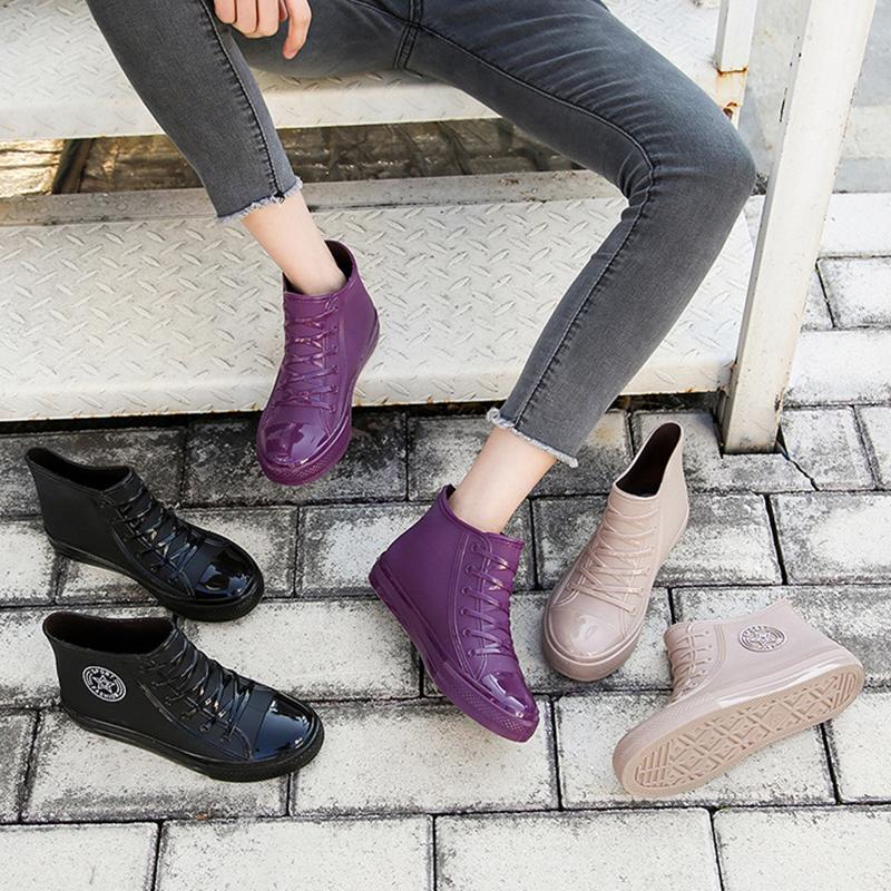 Warm Womens Rain Shoes Fur Winter Waterproof Boots Woman Galoshes Fashion Garden Rainshoes Plush Boot Brand