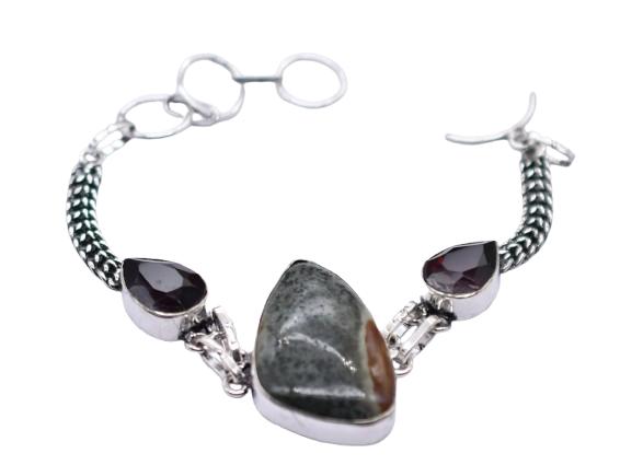 Polychrome Jasper Onyx Gemstone Handmade Bracelet Jewelry BR 184