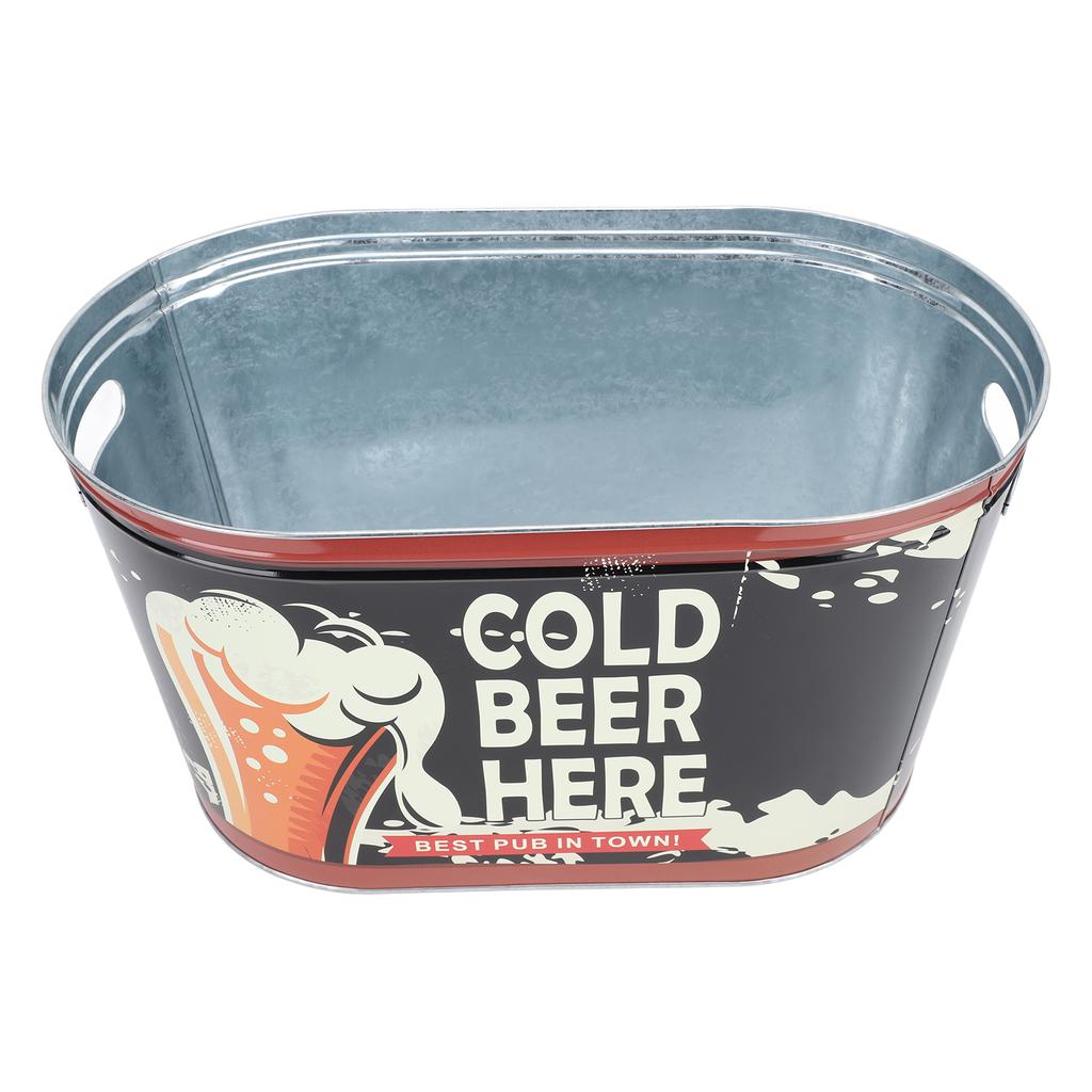 Oval Ice Bucket Tinplate Large Drink Cooling Beverage Tub Ice Container for Party Beer Champagne Cocktails