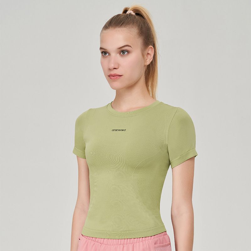 

Xichang Sports Breathable Sweat Absorbing Yoga Clothes Women s Tops Short Sleeve High Elastic Quick-Drying Sportswear Tight T-Shirt Workout Clothes Green-HOT! L