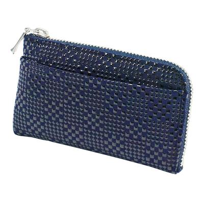 Indenya Inden Coin Purse F Coin Purse 05 Deerskin Navy Blue X Black Lacquer Small Checkered Pattern 1005-04-167