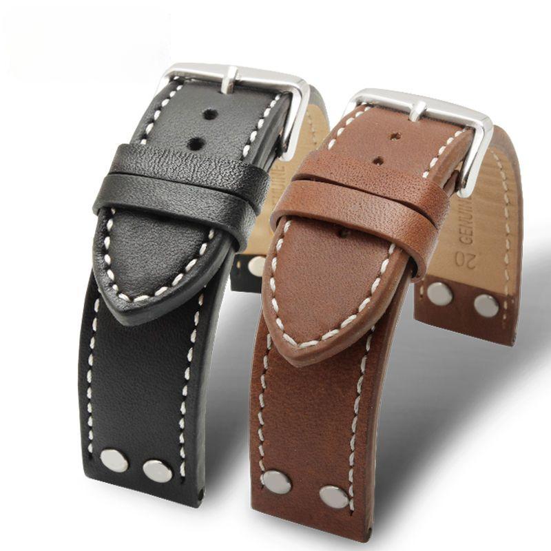 20mm 22mm Genuine Leather Watch Strap for Men Compatible with Hamilton Navy Field Khaki Eternal Jazz Smart Watch Strap