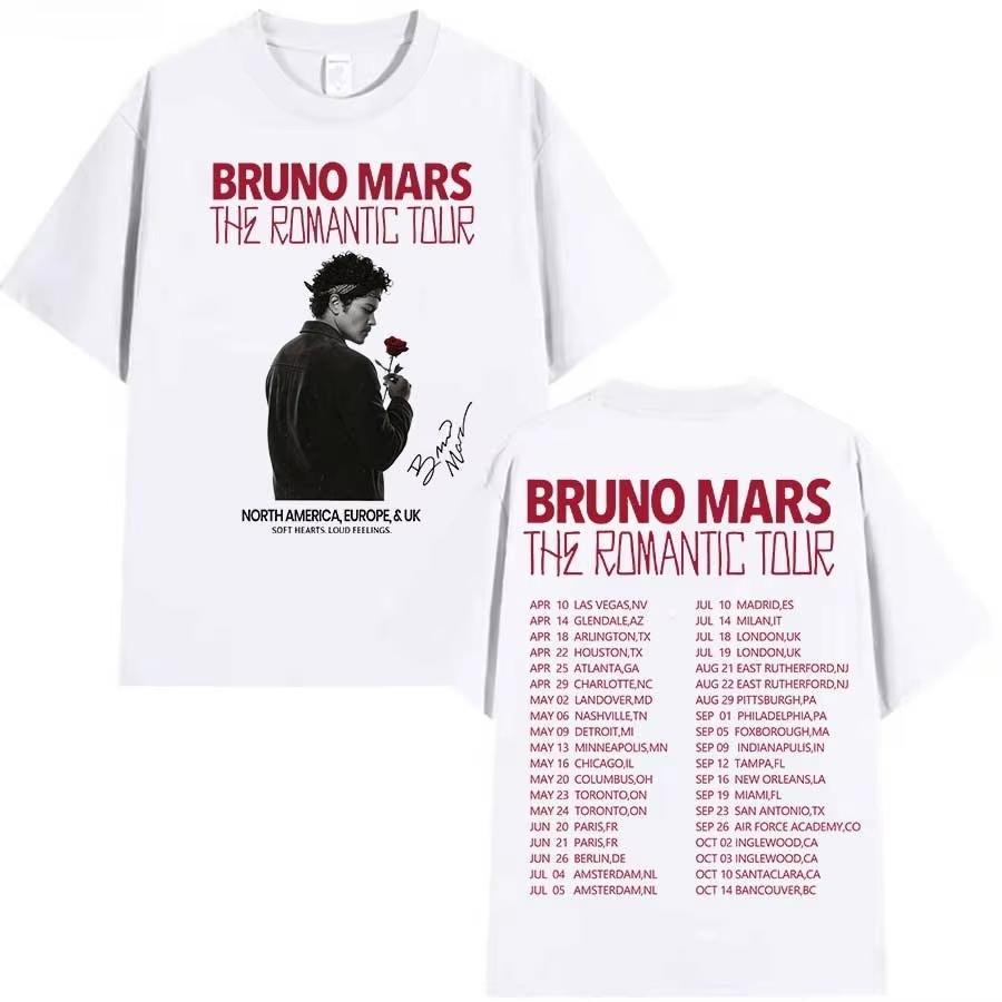 Bruno Mars Romantic Tour Concert Unisex Hip Hop Streetwear Cotton Top 2026 Summer Women And Men T-Shirt 4XL