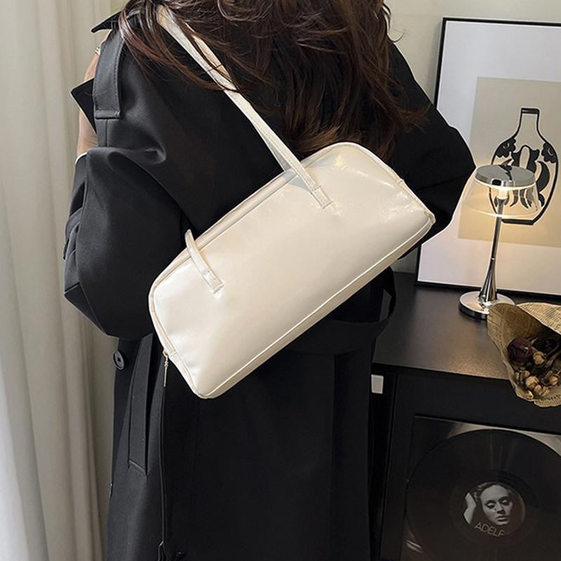 New High-end Underarm Bag Vintage Style Women's Shoulder Bag PU Commuter Tote Bag Fashion Solid Color Handbag