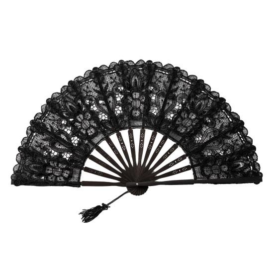 

Винтажный кружевной складной веер, портативный летний цветочный кружевной веер, украшение для танцевального представления, аксессуары для костюмов для вечеринок B чёрный