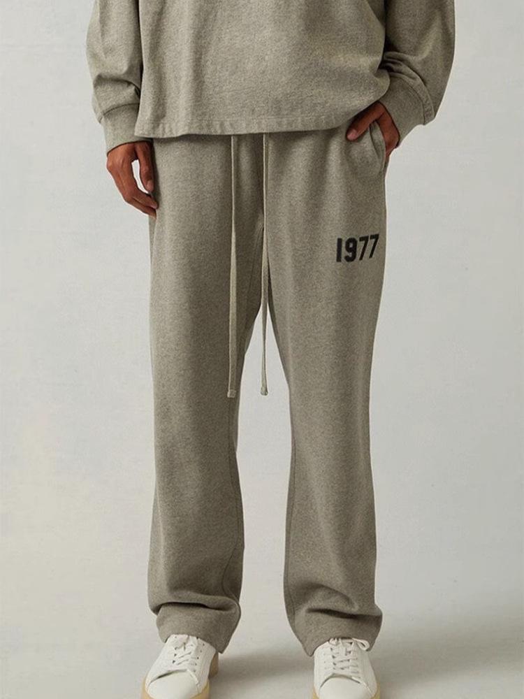 ESSENTIALS 1977 FOG Pantaloni Sportivi Casual Larghi alla Moda High Street con Velluto