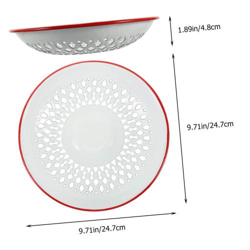 OUNONA Enamel Dish Drainer with Hollow Design, Kitchen Fruit and Vegetable Sink Tray, Lightweight and Durable, Retro Design