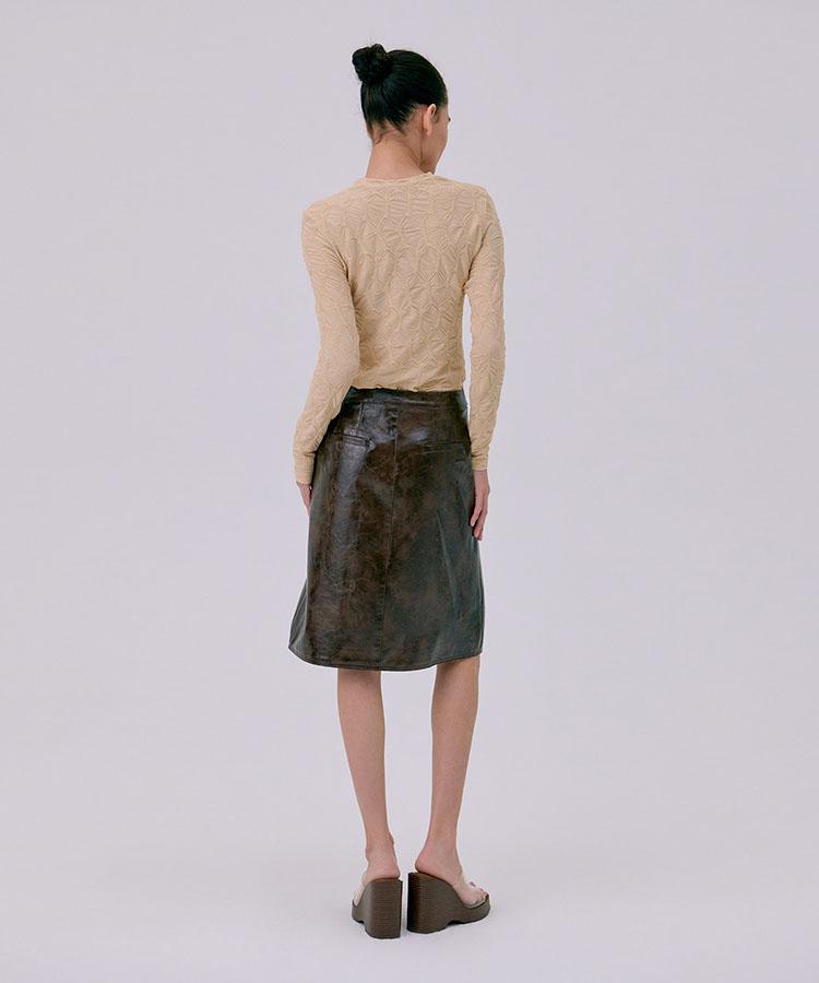 WNDERKAMMER Midi Leather Skirt_Brown