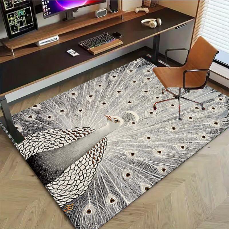 1PC peacock white Extra Large Non Slip Floor carpet, Office, family, bedroom, Studio   Large Area Rug Indoor Rugs, , Vibrant Colors