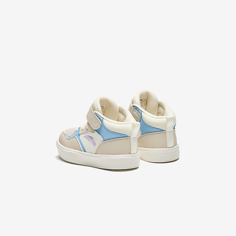 Anta Kids Synthetic Leather Fashion Versatile Warm Waterproof High-Top Walking Shoes Baby Shoes Ivory-White Chalk-White Lotus-Gray A22440081-2