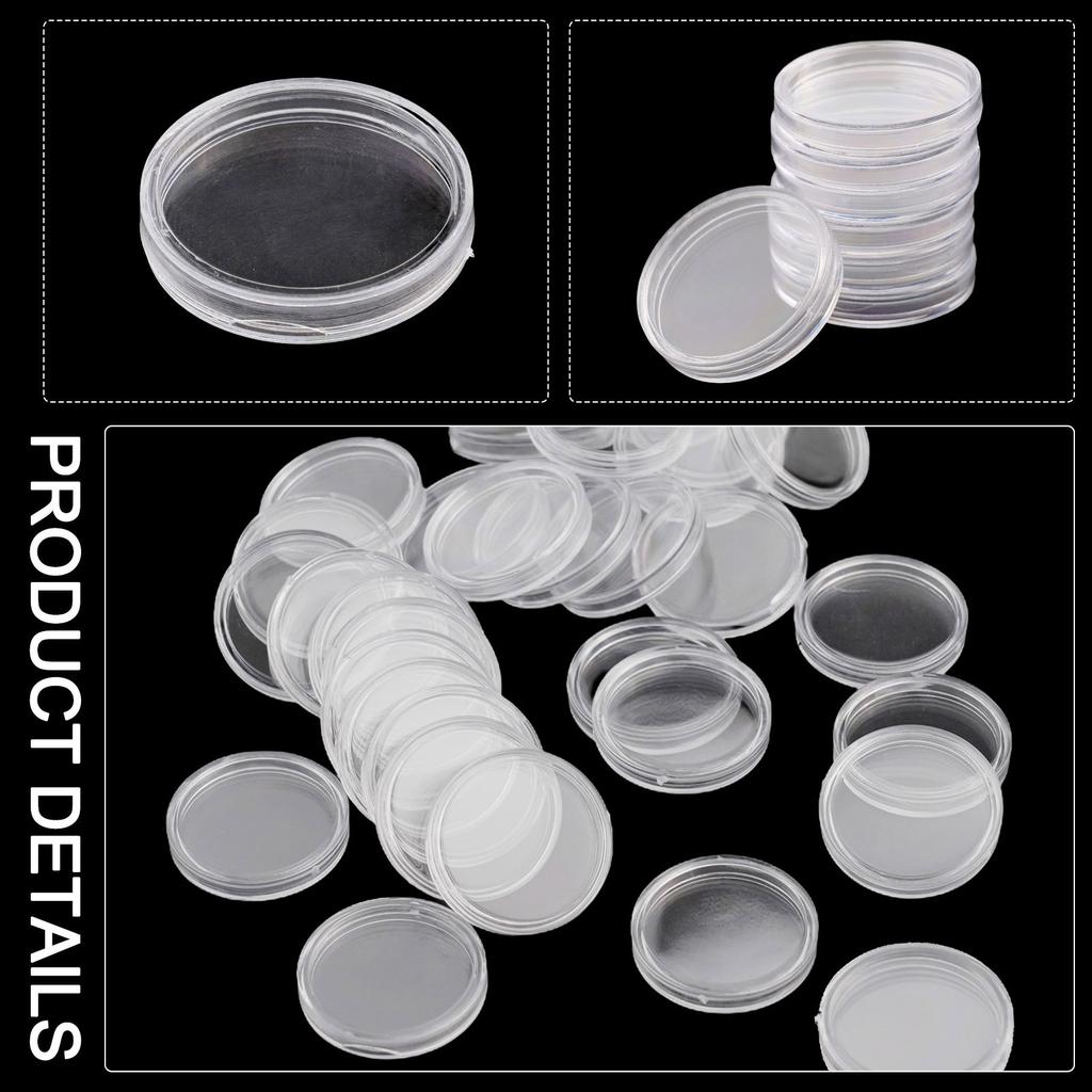 22mm Clear Plastic Coin Holder Case 100pcs for Organizing and Protecting Small Collectibles with Smooth Edge Design