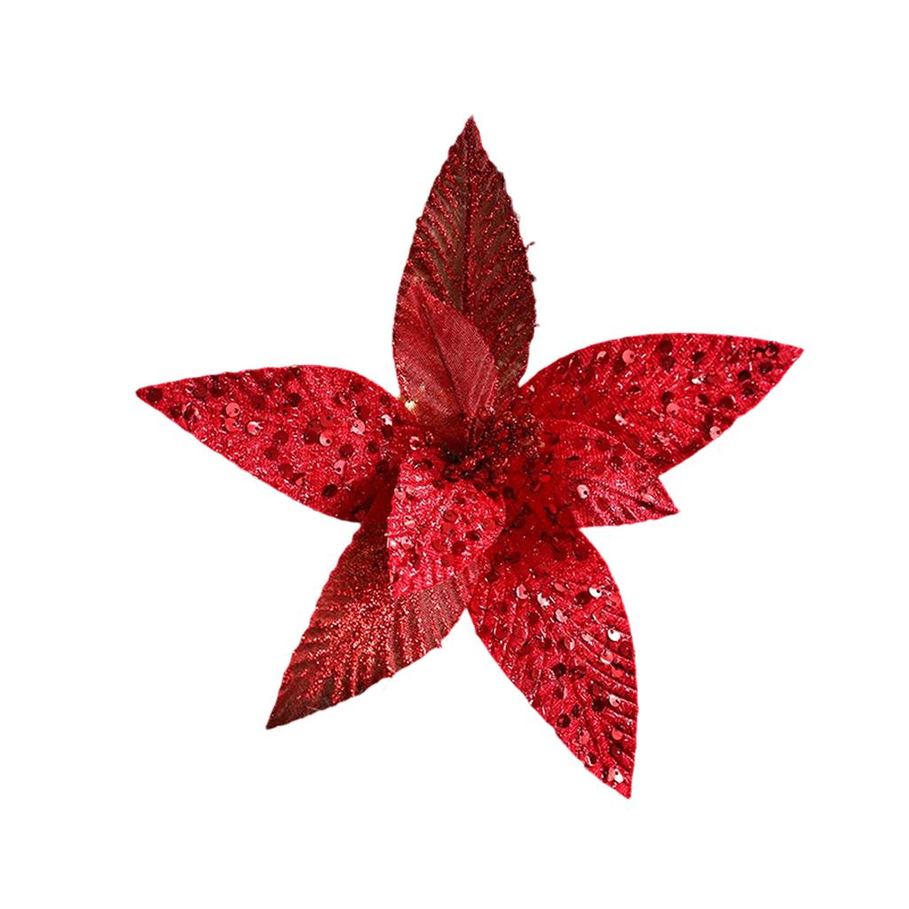 High-end Fabric Christmas Flower Simulation Flower Sticky Powder Gold Powder Flower Arrangement Christmas Tree Wreath Rattan Decoration