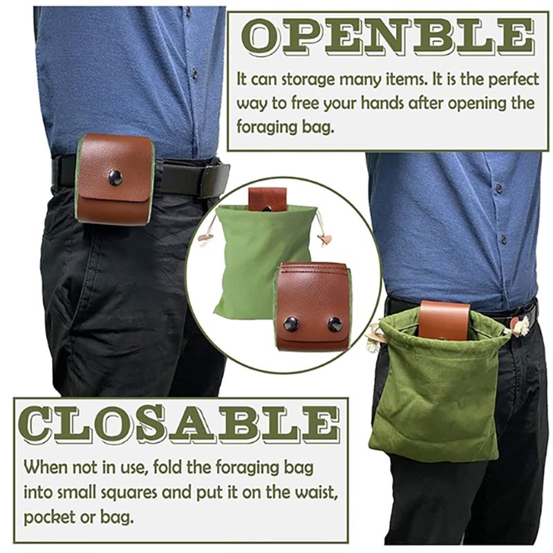 Outdoor Futtersuche Tasche Leder Bushcraft Tasche Gemüse Ernte Garten Obsternte Taille Werkzeuge Lagerung Hängende Tasche Camping