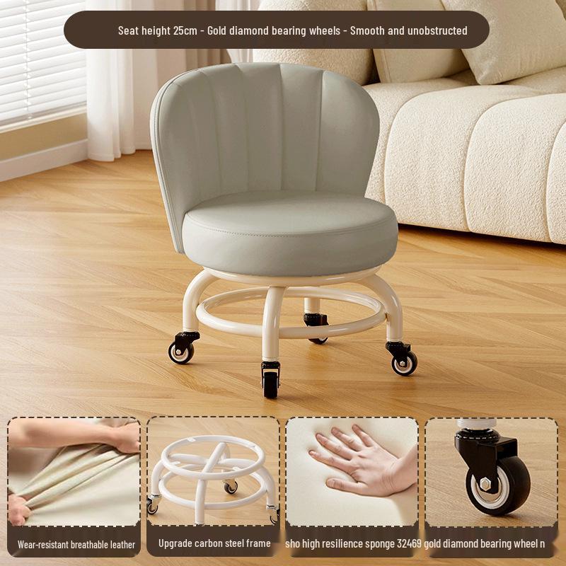 Children's Rotating Stool with Backrest and Silent Wheels
