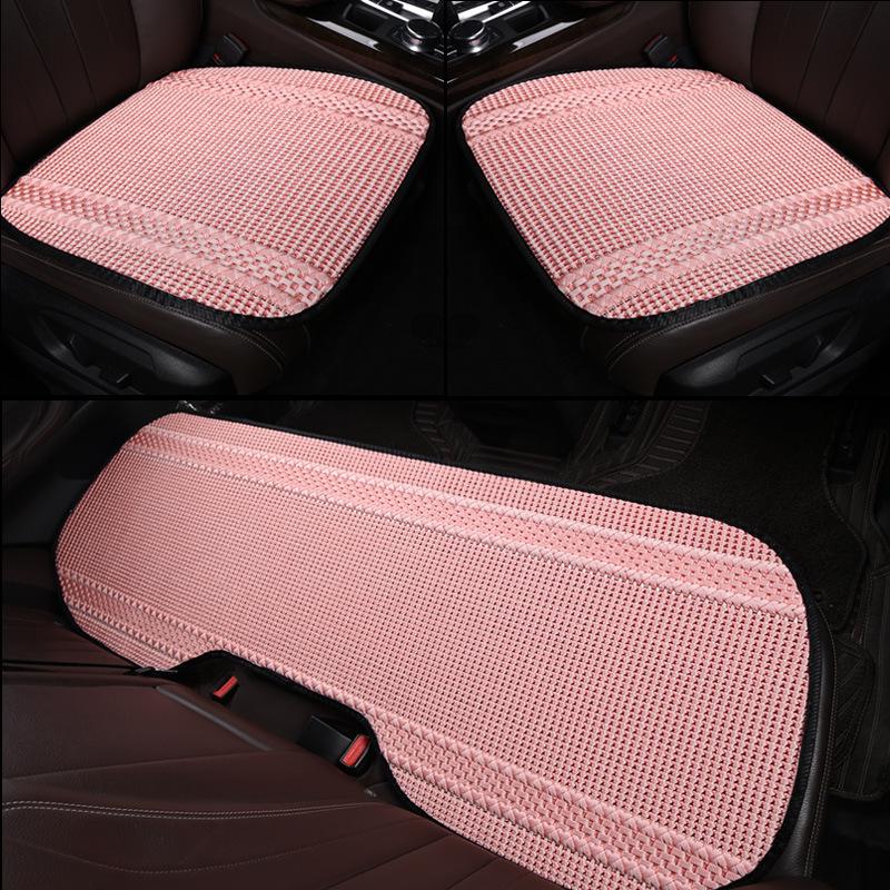 Breathable Ice Silk Car Seat Cushion - Universal, Non-Slip, Cute Solid Color, Suitable for All Seasons
