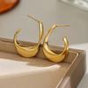 Luxury Chunky Golden Stainless Steel Hoop Earrings Cubic Glossy Round Ears Clips Trendy Jewelry For Wedding Party