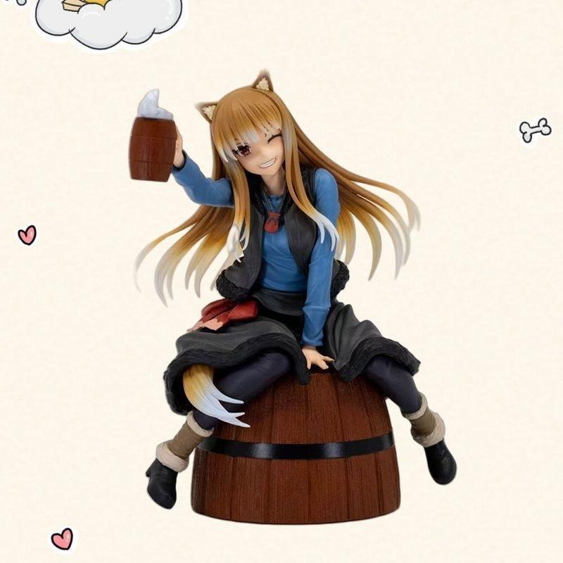 16CM Anime Holo Figure The Wolf Girl Sitting on the Bucket Sitting Model Toy Doll Action Figure PVC box packaging