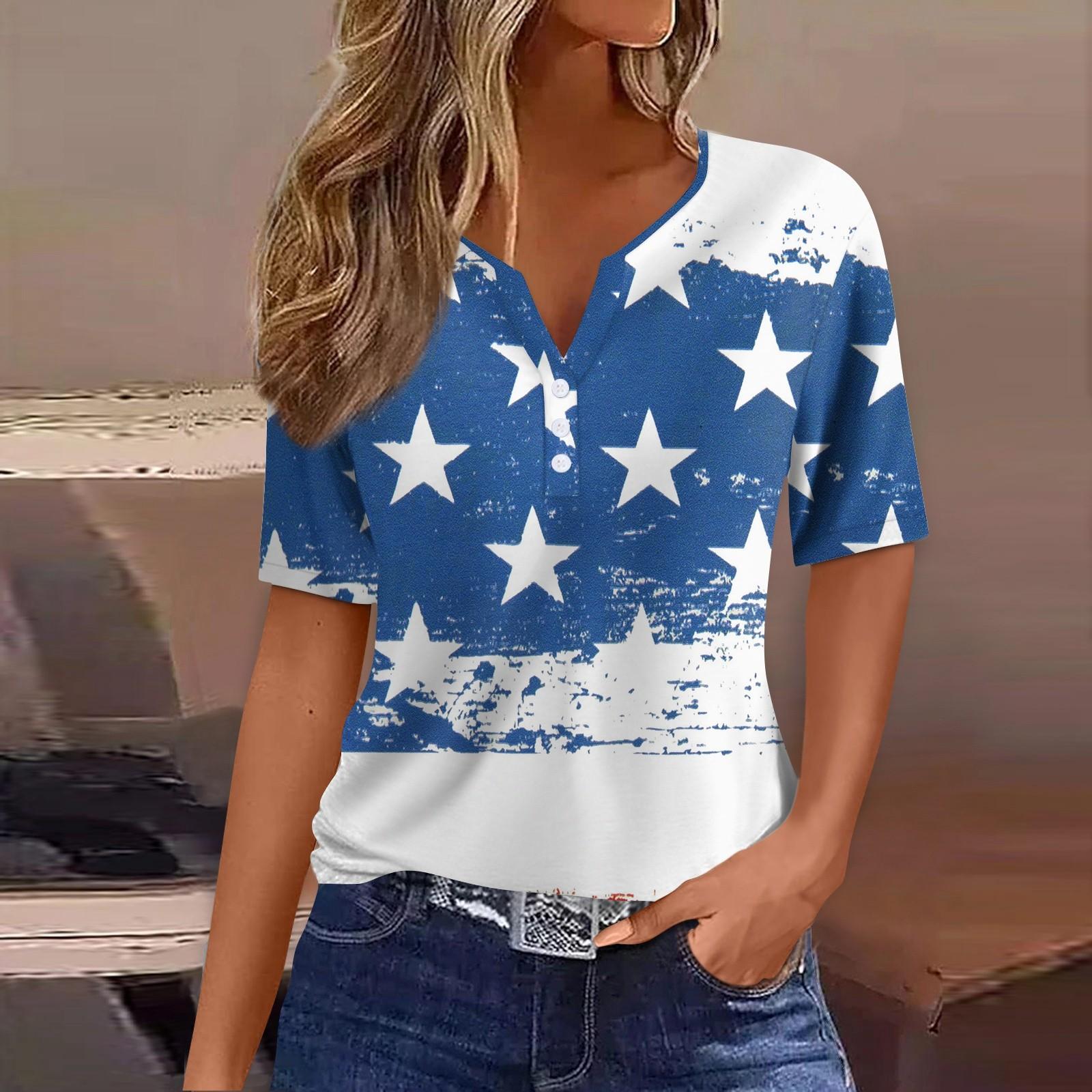 

Жен. Футболка Футболка С принтом Пуговицы С короткими рукавами Повседневные Выходные Мода Классический V-образный вырез Обычный Верх XL белый