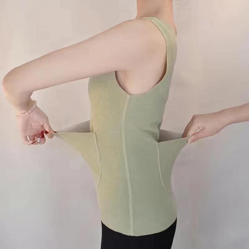 Damen Winter Deutscher Samt Warme Weste mit Doppeltaschen und Plus Samt Taillenschutz