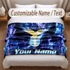 Lazio FC Printed Flannel Blanket Custom Name Text Soft Warm Throw For Bedroom Holiday Gift