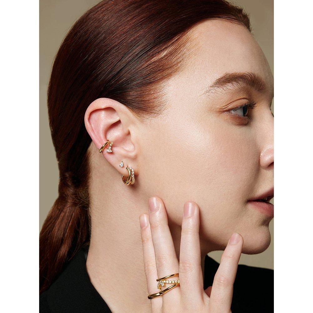 Sparkle Double 925 Silver Hoop Earrings E056-05G