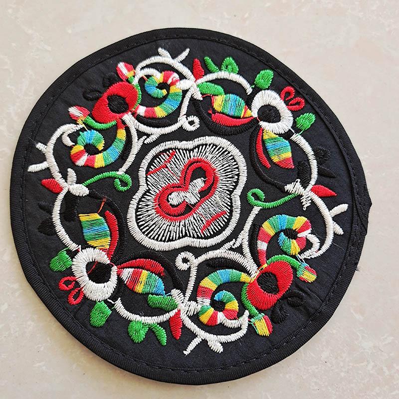 Vintage Embroidery Round Coasters Ethnic Floral Teacup Insulation Pads Placemats Anti-Skid Dining Table Mat