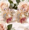 Summer Luxury Rhinestone Butterfly and Rose Earrings