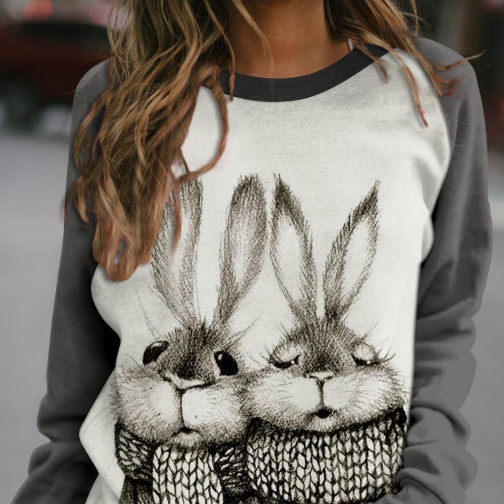 

Fashion 3D animal print women s casual round neck long sleeved T-shirt S