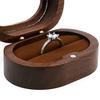 Wooden Ring Box with Small Wood Holder Case Rustic Double Ring 2 Slots Jewelry Gift Storage