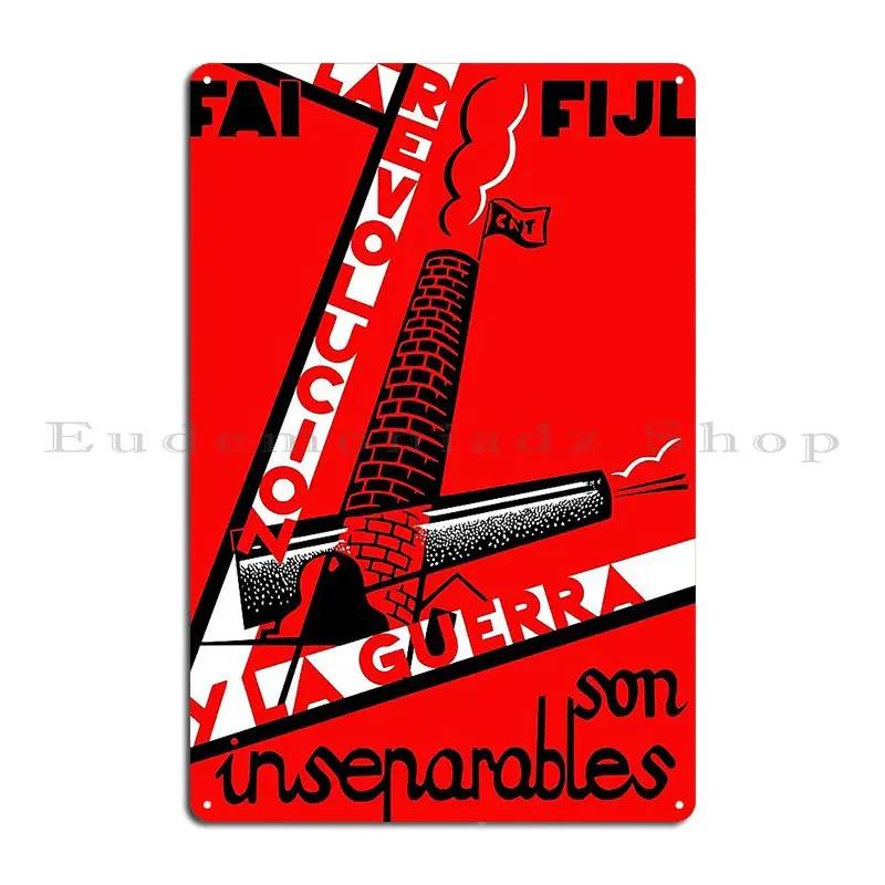 Spanish Civil War Anarchist Metal Plaque Club Bar Home Iron Cave Classic Fsln Sandino Tin Sign Poster