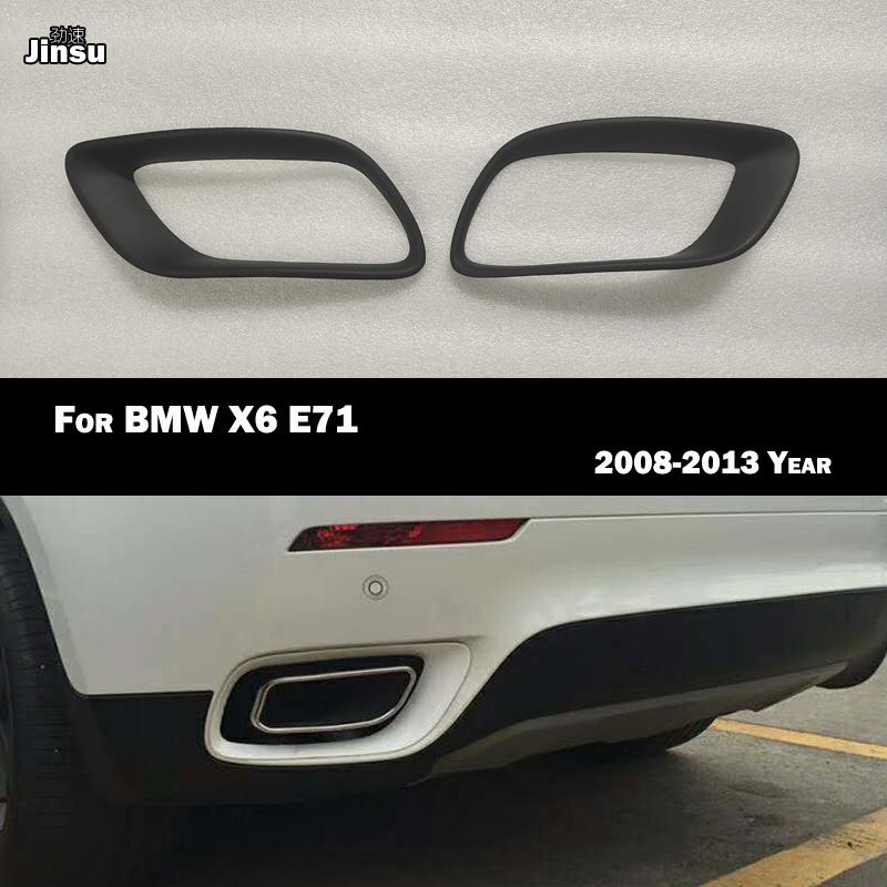 Fiber Glass Matt Black Primer Car Rear Bumper Exhaust Decorative Frame For BMW X6 E71 2008 - 2013 FRP Muffler Tail Pipe Cover