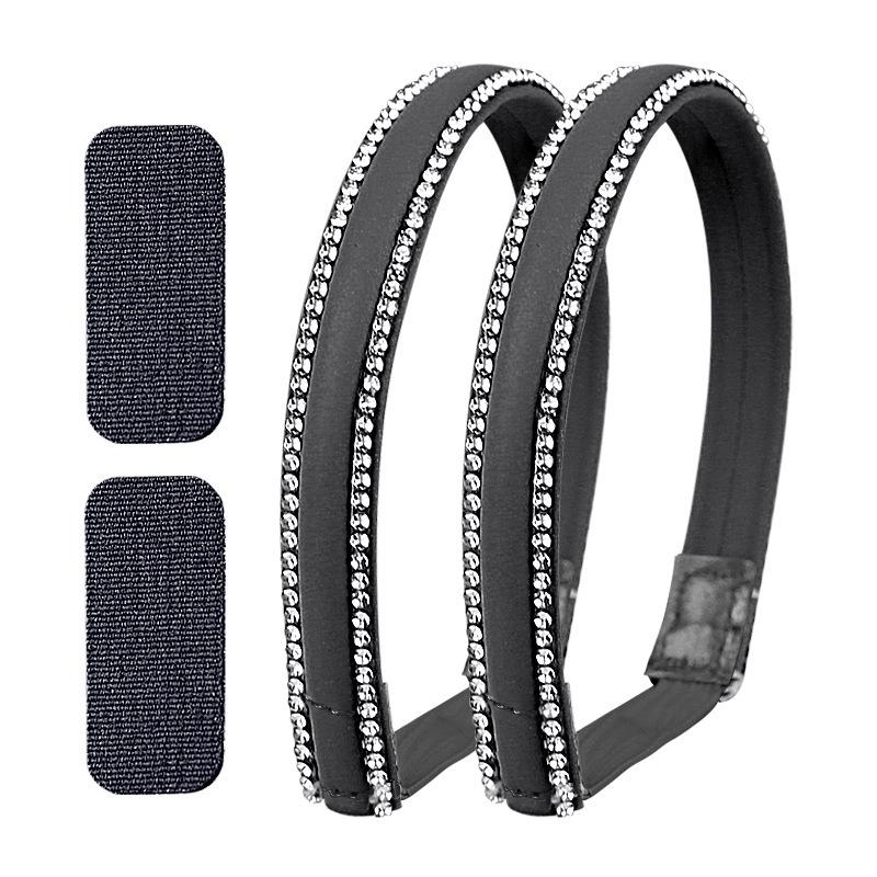 Double-Sided Rhinestone Lace-Up High Heels with Non-Slip Large Heel and Elastic Fit