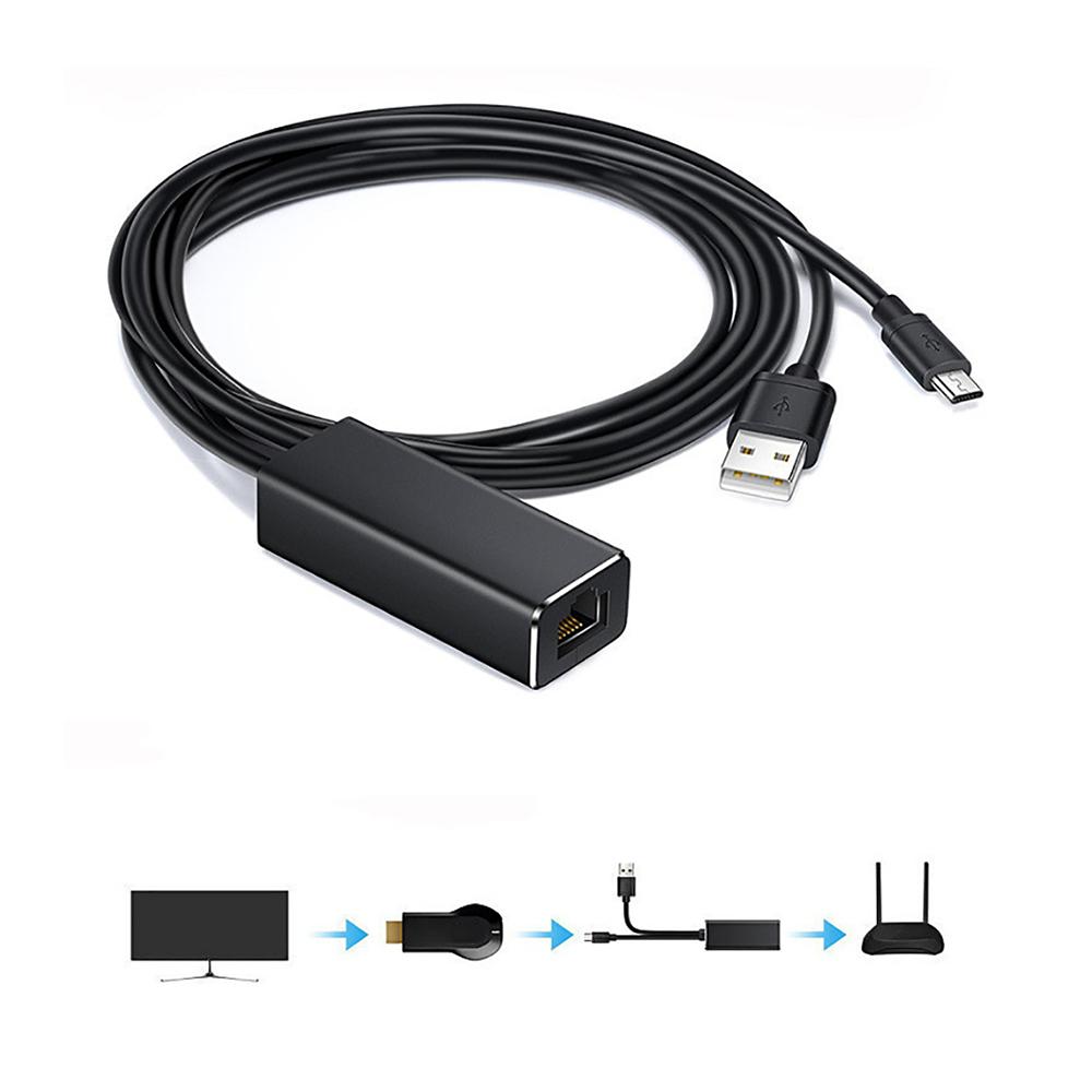Ethernet Adapter Compatible For Fire TV Stick Micro USB To RJ45 With USB Cable