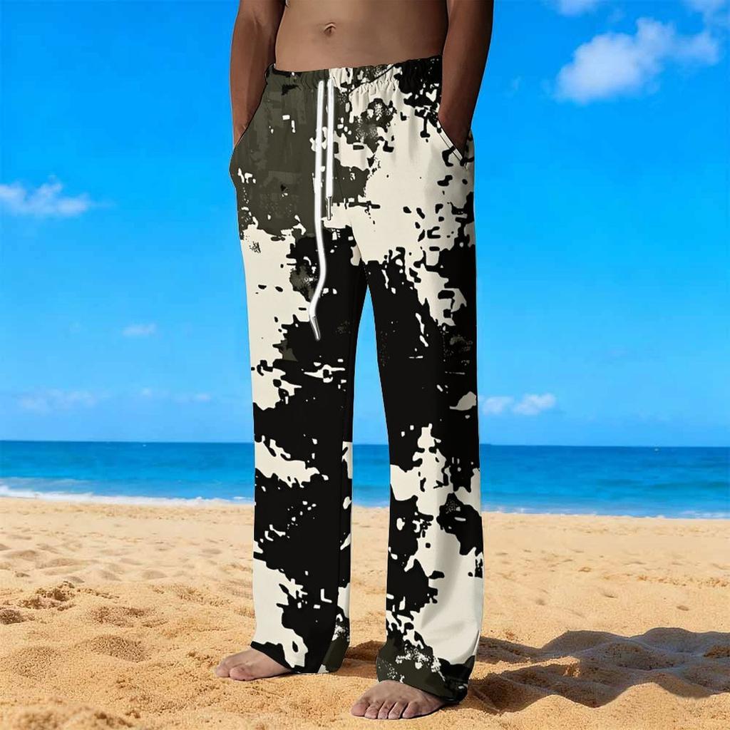 Men's Loose Casual Solid Color  Trousers Camouflage Printed Straight Pants