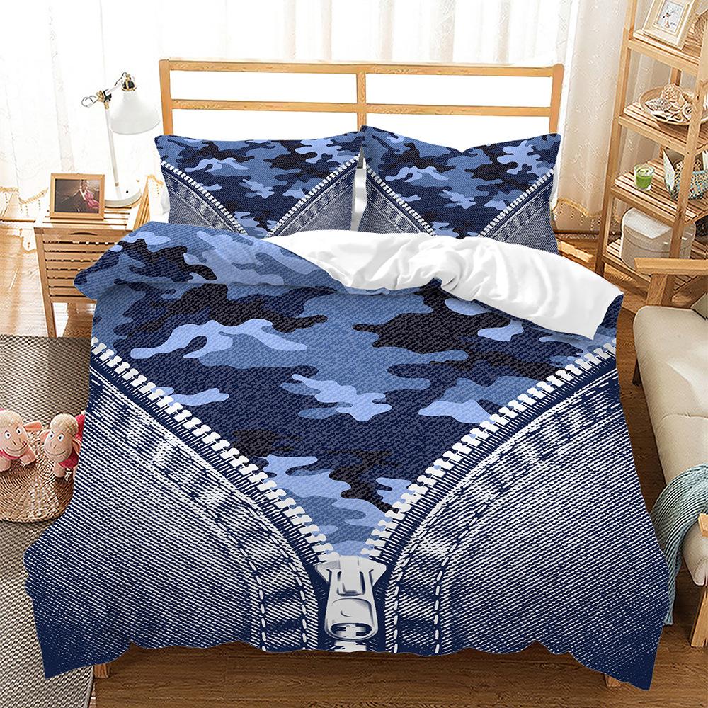 Sailing Ocean Ship Bed Three-Piece Quilt Cover 3D Digital Printing Kit Four-Piece Set