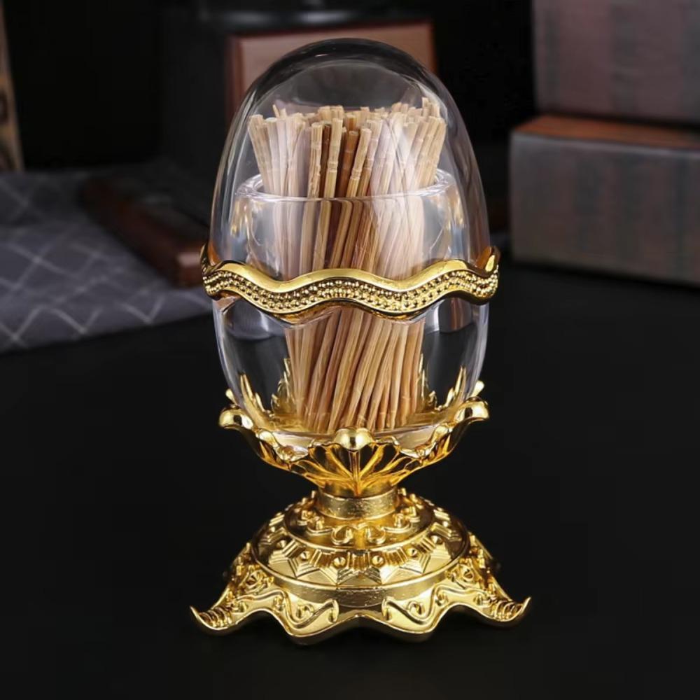 Transparent Egg Shaped Toothpick Box with Base Cotton Swab Organizer Toothpick Holder  Restaurant
