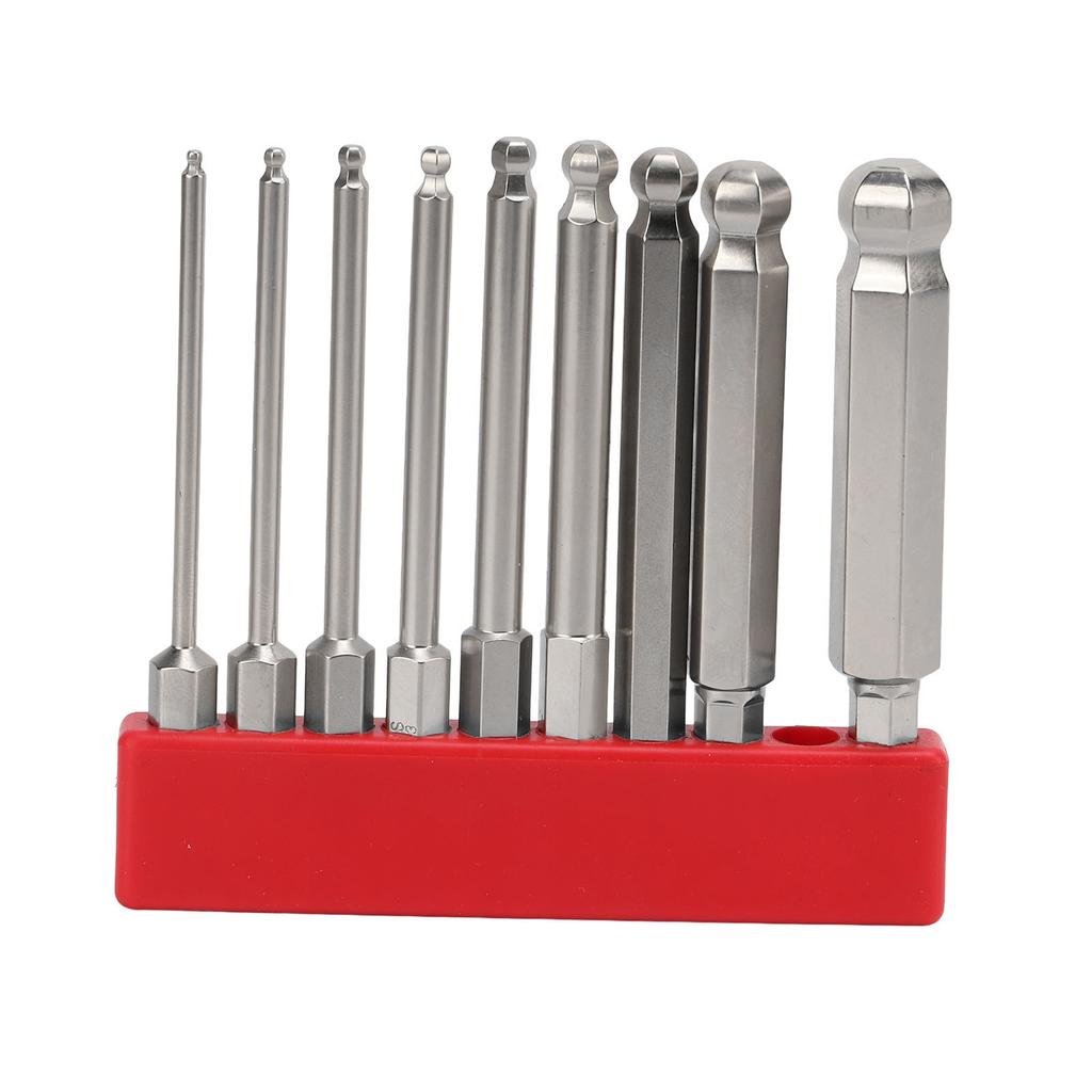 9pcs 75mm Magnetic Screwdriver Bit Set Ball Head 14 Inch Hex Shank Hex Screwdriver Drill Bit Set