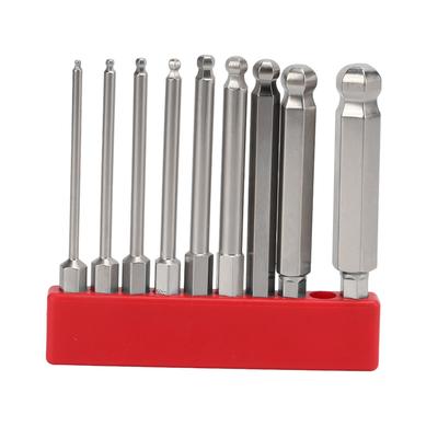 9-teiliges 75mm Magnetischer Schraubendreherbit-Set Kugelkopf 1/4 Zoll Sechskantschaft Sechskant-Schraubendreher Bohrerbit-Set