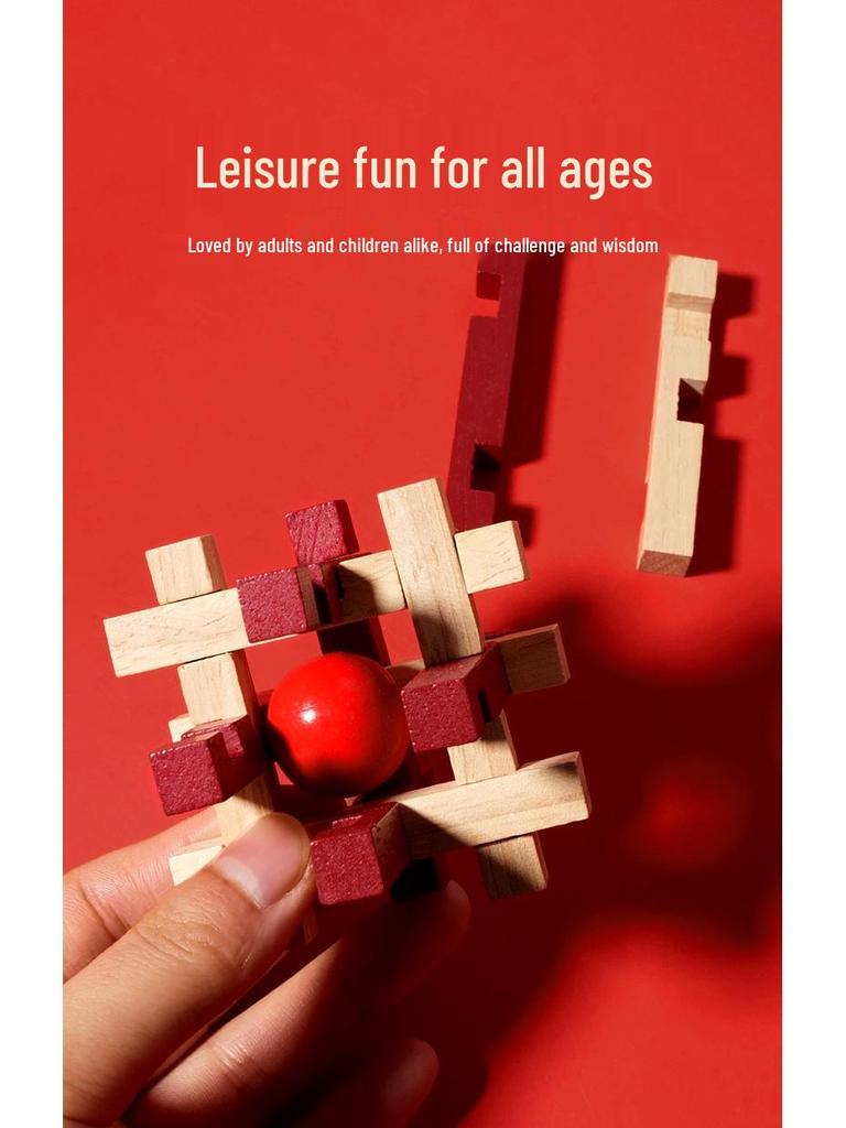 Pädagogisches Holz-Zapfenloch-Puzzle-Set für Kinder - Luban Kongming Schloss für Alter 8-12