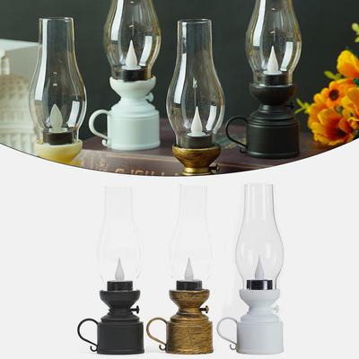 Retro bezplameňový svietnik na sviečku Kerosene lampa s gombíkovou batériou Stolová lampa Vintage dekorácia Kerosene lampa