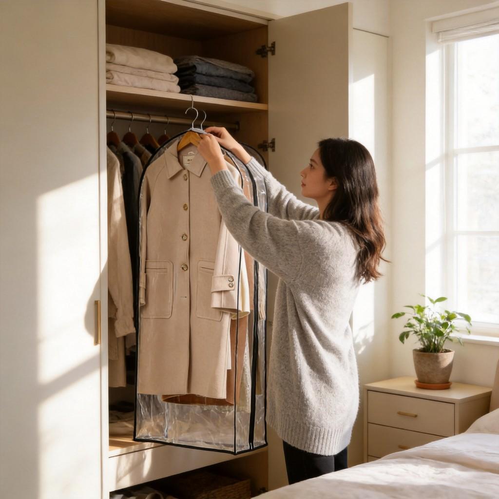 Simplified Wardrobe Clothes Cover Peva Transparent Garment Bag For Indoor Closet Organization