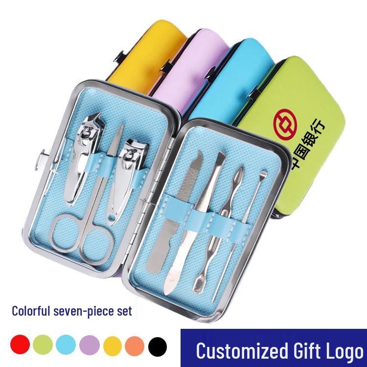 Colorful 7-Piece Nail Clippers & Manicure Set - Stainless Steel & Carbon Steel