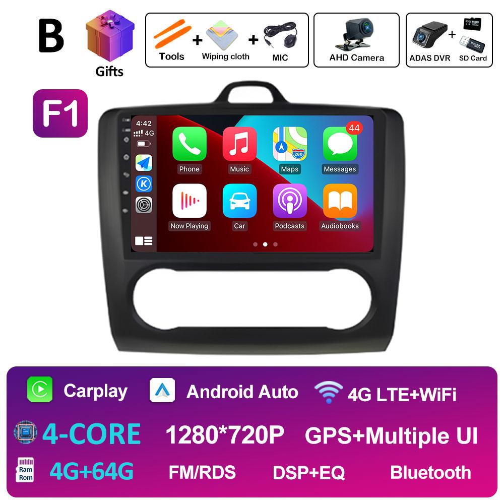 Android Auto Wireless Carplay For Ford Focus 2 3 Mk2 Mk3 2004 2005 2006 2007 2008 - 2011 Car Video Player 2.5D Touch Screen WIFI