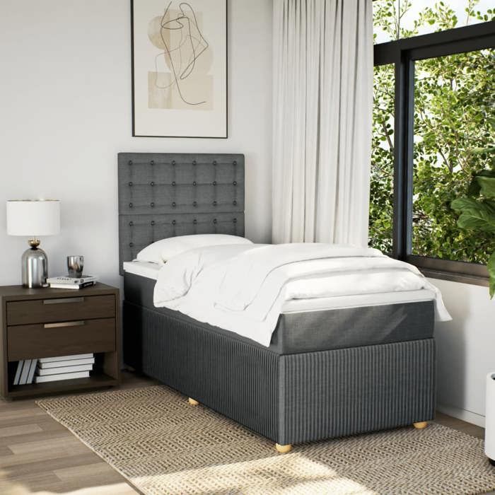 VidaXL Sommier à lattes de lit avec matelas Gris foncé 80x200 cm Tissu 3291898
