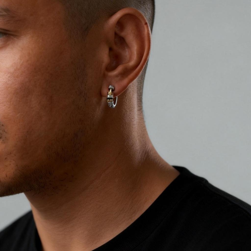 Boucles d'oreilles créoles épaisses en métal texturé au design unique et créatif pour hommes, bijoux de mode Hiphop pour fêtes, piercings, cadeaux