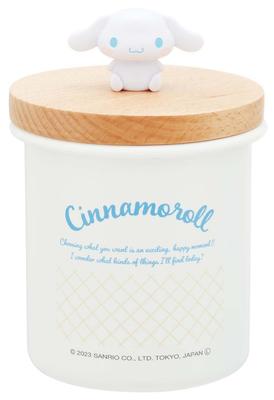 Enamel Canister, 750ml, with Wooden Lid and Mascot, Sanrio Cinnamoroll Storage Container, ENC8D-A