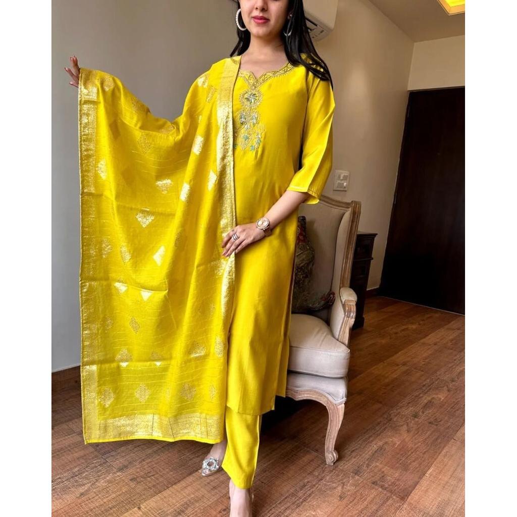 Costum Indian Bollywood Kurti Salwar Femei Haine de Petrecere Set Kurta Pantaloni Dupatta Rochie VFP-1820a