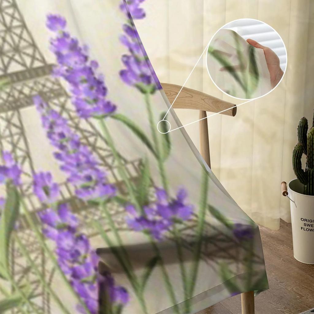 Eiffel Tower With Lavender Sheer Curtains For Living Room Kids Bedroom Tulle Curtains Kitchen Window Treatment Drapes