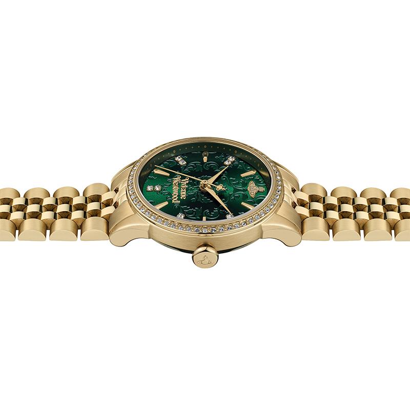 VIVIENNE WESTWOOD Quartz Watch 32Mm Green Dial Luxury Diamond Bezel Women Watches DWVV327GRGD